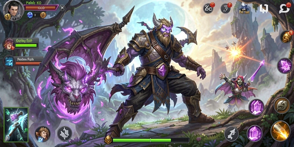 Screenshot utama 6CF menampilkan aksi pertempuran epik dalam dunia fantasi.