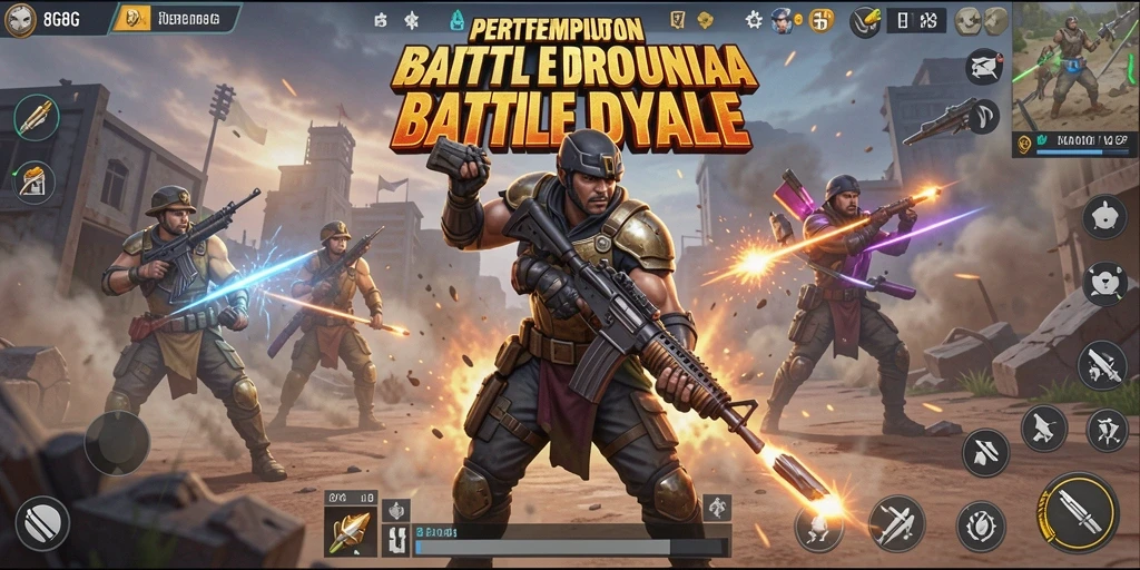 Tampilan gameplay mendebarkan dalam 8G8G di medan pertarungan Battle Royale.