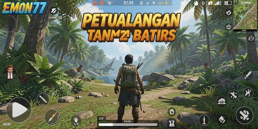 Tangkapan layar gameplay EMON77 yang menampilkan petualangan mendebarkan di dunia terbuka.