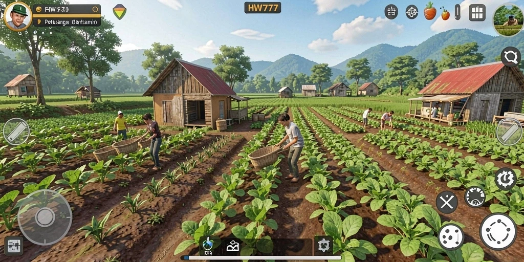 Tampilan menarik dari gameplay HW777 saat bertani.