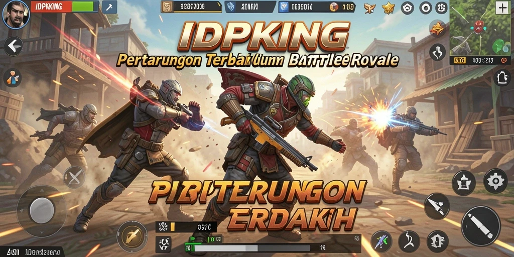 Tangkapan layar IDPKING menunjukkan aksi pertarungan intens Battle Royale.