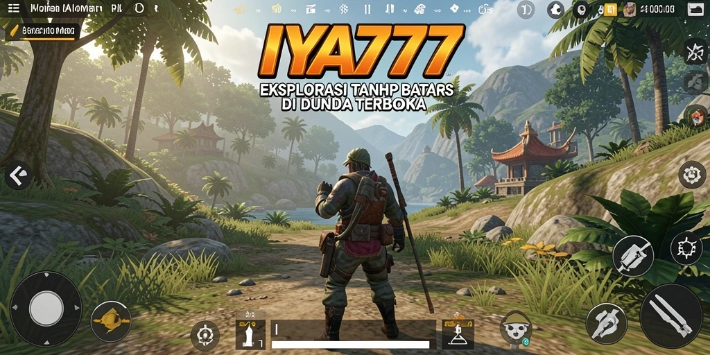 Screenshot utama IYA777 menampilkan karakter utama menjelajahi dunia terbuka yang indah.