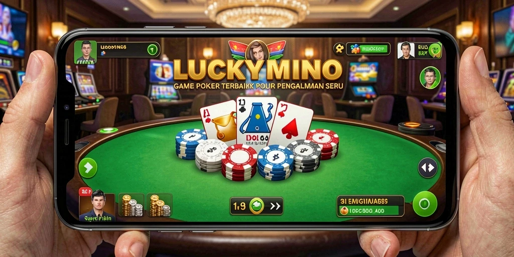 Screenshot gameplay seru LUCKYMINO saat bermain Poker.