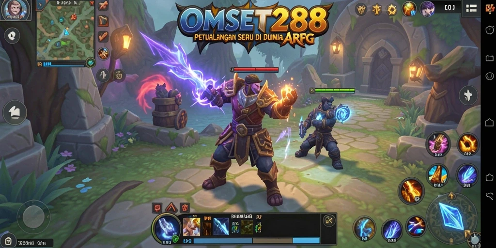 Screenshot gameplay OMSET288 menampilkan peperangan seru di dunia ARPG.