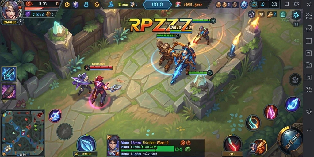 Tangkapan layar gameplay RPZZZ memperlihatkan pertempuran seru antara dua tim.