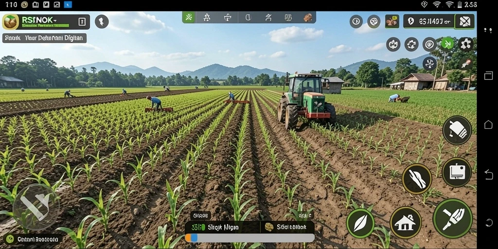 Tampilan menarik dari gameplay RSNOK yang menggambarkan aktivitas bertani.