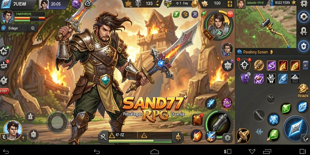 Tampilan gameplay SAND77 dengan aksi RPG seru dan mendebarkan.