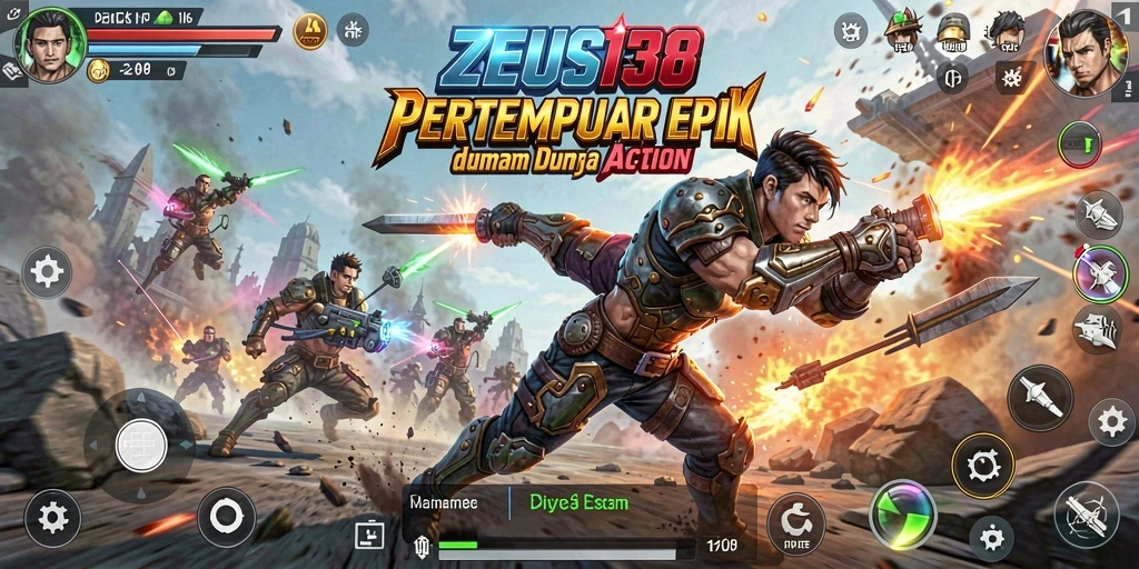 Screenshot utama ZEUS138 menampilkan aksi pertempuran yang mendebarkan.