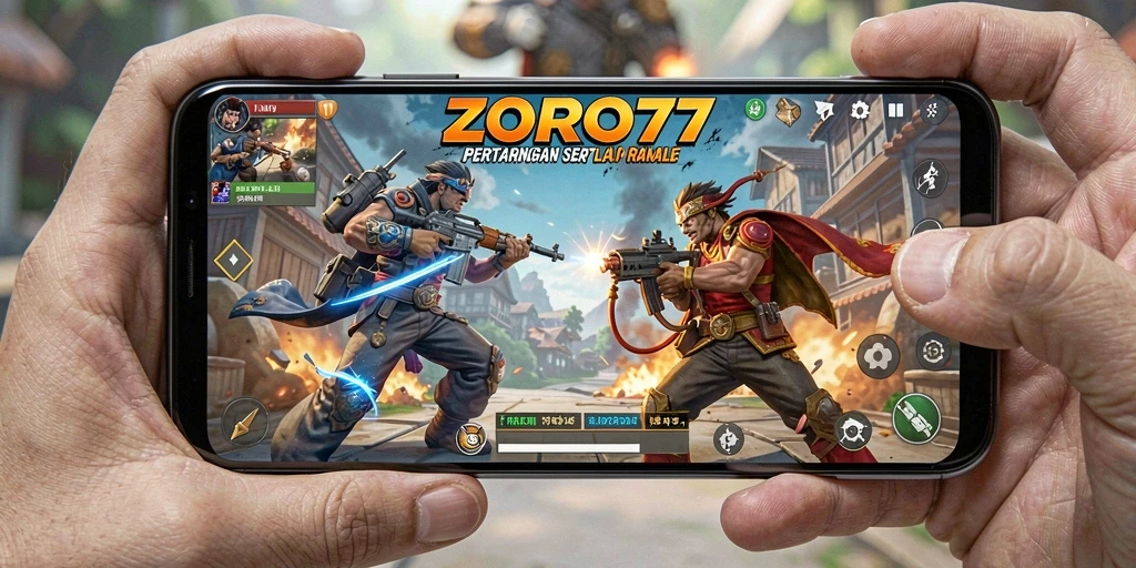 Screenshot gameplay ZORO77 dengan aksi pertempuran Battle Royale yang mendebarkan.